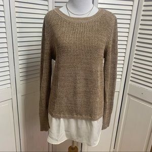 Faded Glory Brown Sweater with mock blouse detailing